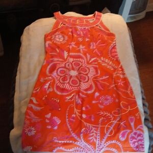 Gretchen Scott Designs Bright Orange & Pink Floral Halter Midi Dress